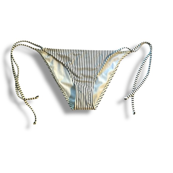 ROXY NWT XS Black and White Stripe Women’s Bikini Bottom New Moderate Coverage - Picture 3 of 10